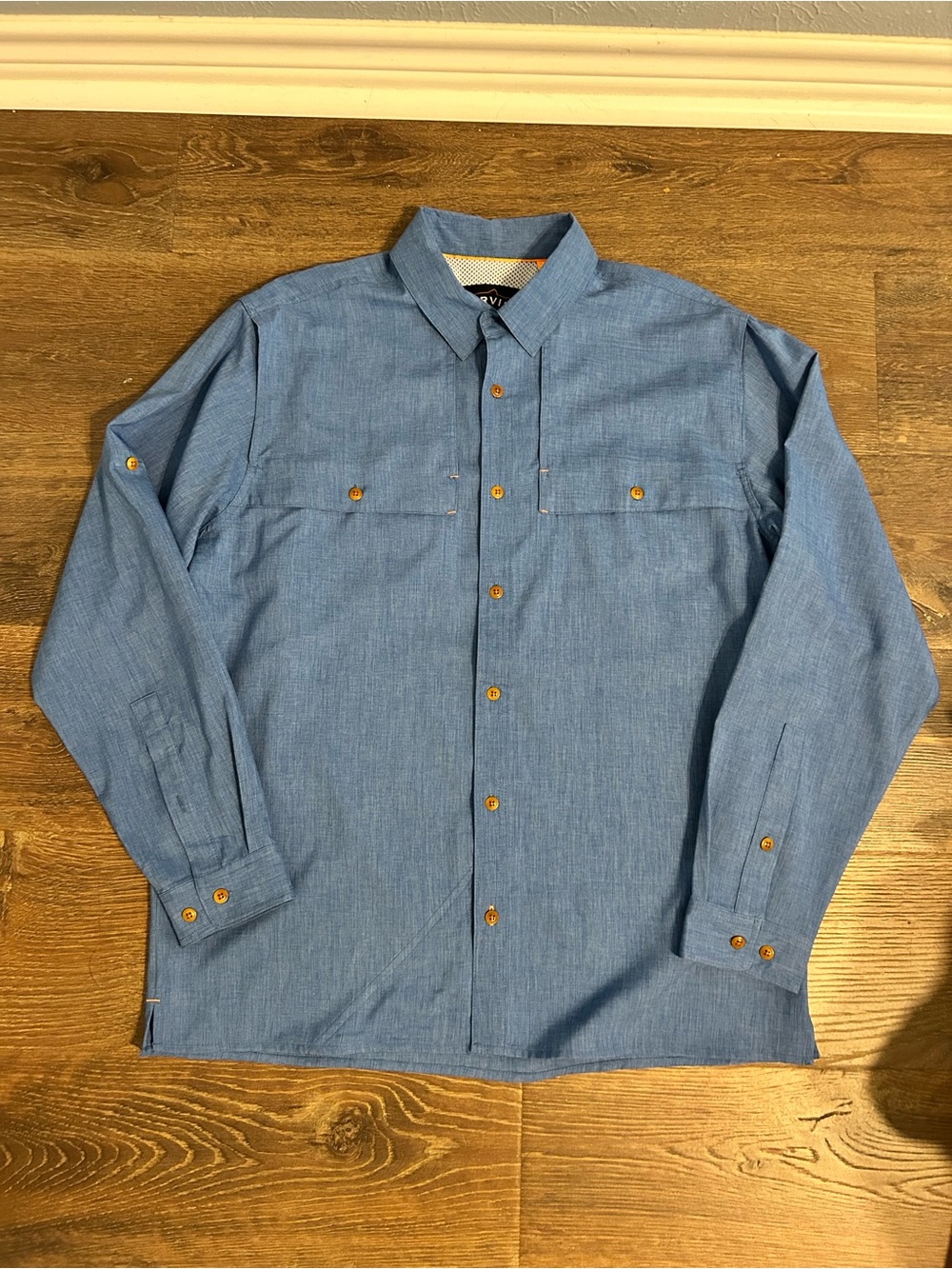 Orvis Trout Bum Men's Blue Button-Up Long Sleeve Shirt